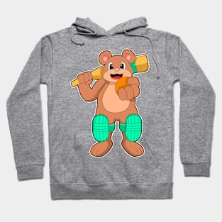 Bear at Cricket with Cricket bat Hoodie